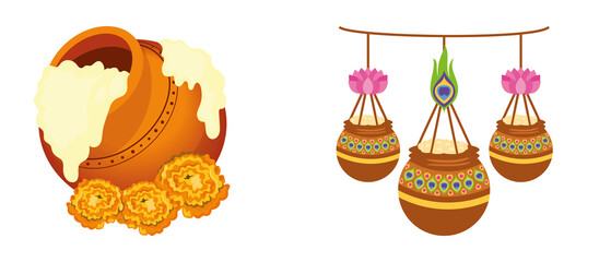 Shree Krishna Janmashtami Decorative Calligraphy Art – Flute and Peacock Feather Hindu Festival Design