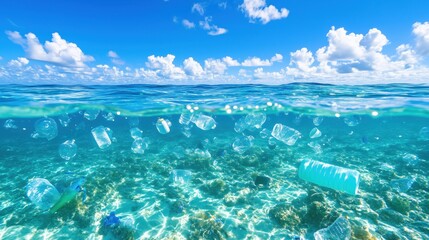 Fototapeta premium Plastic Pollution In Ocean