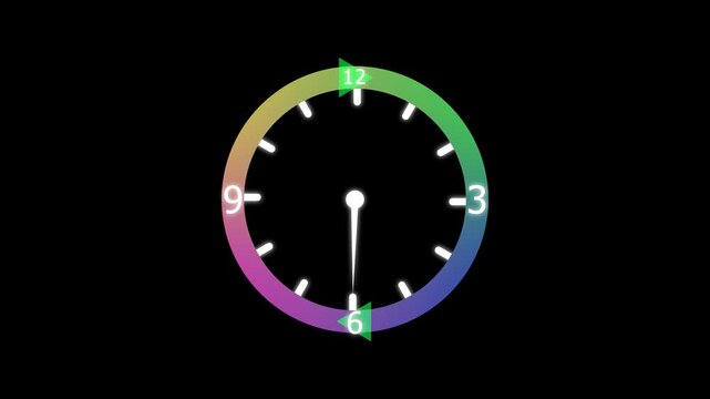 clock with circle arrow and the numbers change from.Abstract clock icon animation. arrow .Rewind time icon isolated animation .clock icon with arrow recycling icon animation
