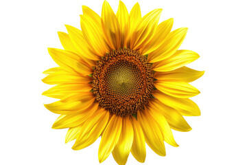 Fototapeta premium Close-up of a vibrant sunflower, bright yellow petals surrounding a dark brown, textured center