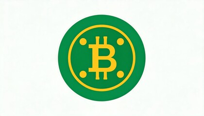 Obraz premium Green circle with yellow Bitcoin symbol
