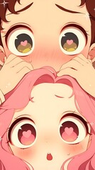Cute young anime couple - Vertical background