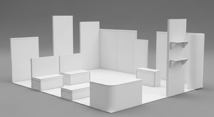 Fototapeta premium 3D model of a modern, modular exhibition stand design.