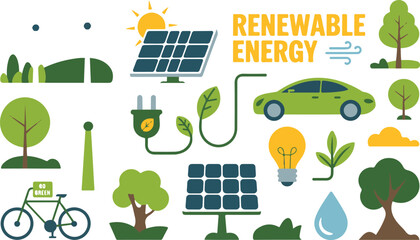 Fototapeta premium Renewable Energy Icons Collection
