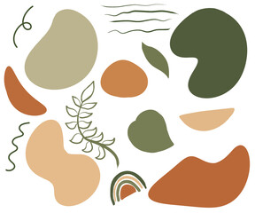 graphic abstract leaves plants can be use for postcard, decor, vintage