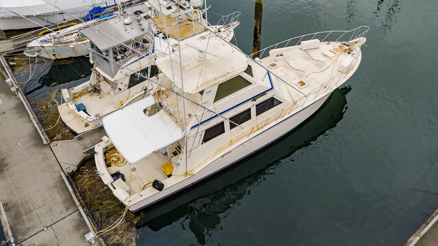 Above fishing boat in the harbor in Alaska