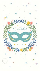 Festive mask design with floral wreath