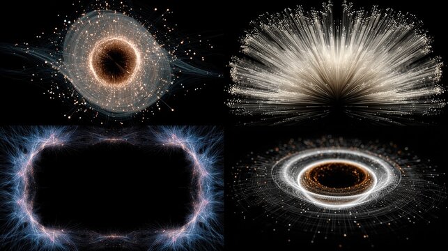 and keyword list based on the image you provided

 Abstract Energy Forms Glowing Light Patterns Resembling Portals, Generated in Space - Powered by Adobe