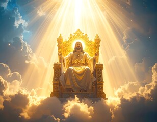 Jesus on a golden throne in heaven