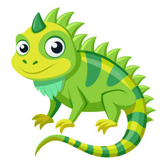 vector illustration of iguana, climbing, cartoon