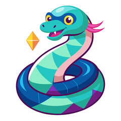vector illustration of snake, head raised, cartoon