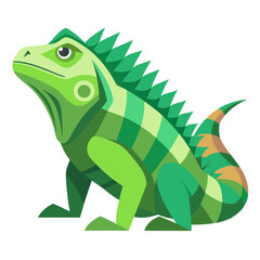 vector illustration of iguana, profile view, flat design