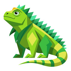 vector illustration of iguana, alert stance, flat design