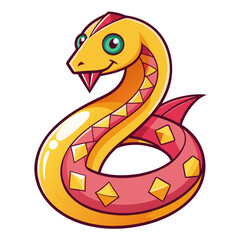 Fototapeta premium vector illustration of snake, straight, cartoon