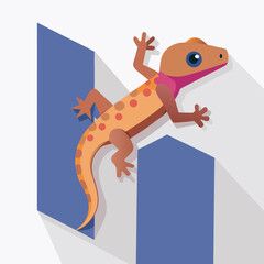 vector illustration of gecko, resting, flat design