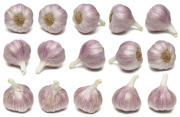Assorted Garlic Bulbs isolated on white background