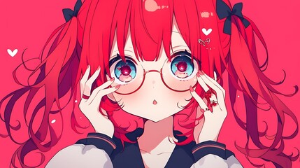 Close up of cute little anime colored contact lenses, big eyes