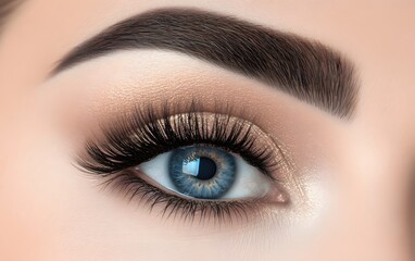 Fototapeta premium Closeup of a Blue Eye with Dramatic Makeup and Long Eyelashes