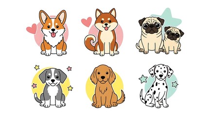 Adorable Cartoon Dog Breeds: Cute Pet Collection