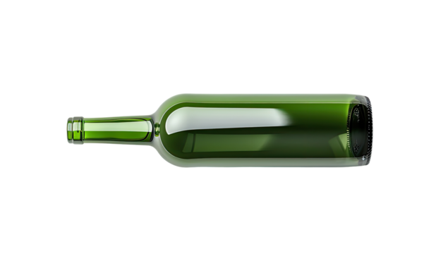 Emerald green wine bottle,  lying horizontally - Powered by Adobe