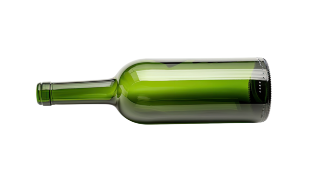 Empty green wine bottle, side view - Powered by Adobe