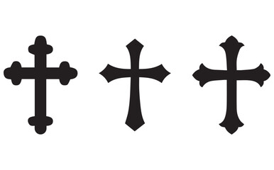 Black crosses set for church and religion themes