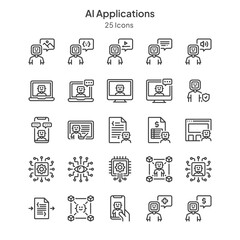 AI applications icons collection