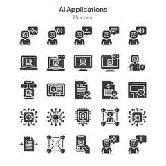 AI applications icons collection