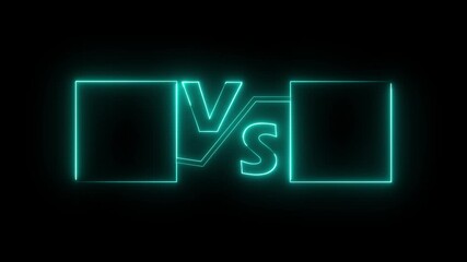 Versus icon animation glowing neon cyan color letter v and s icon sport game match challenge boxing football tournament sign symbol on black background - Powered by Adobe