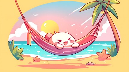Wallpaper Hammock on the beach 2d illustration