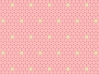 Seamless pattern with pink circles and beige accents.