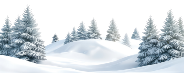 Snowy pine trees on a winter landscape