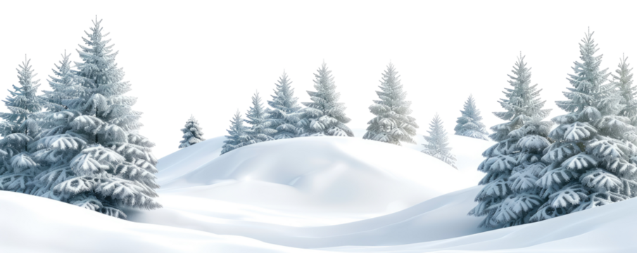 Snowy pine trees on a winter landscape