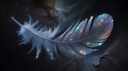 Crystalline archipelago shaped like feather