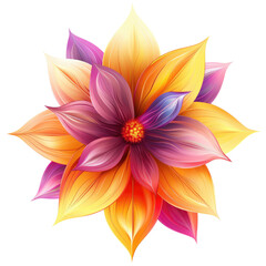 Vibrant, stylized flower design in a mix of warm and cool hues