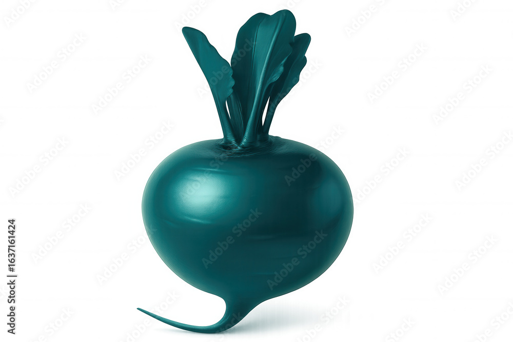 Poster 3d rendering of a glossy teal beetroot rotating on a transparent background, perfect for healthy foo