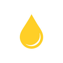 Yellow oil drop icon on white background, representing a liquid substance