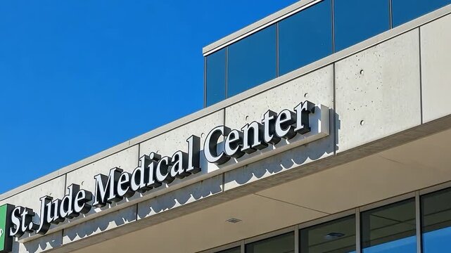 St. Jude Medical Center Sign on Modern Healthcare Building Exterior