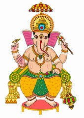 Obraz premium hand drawn digital art of lord ganesha