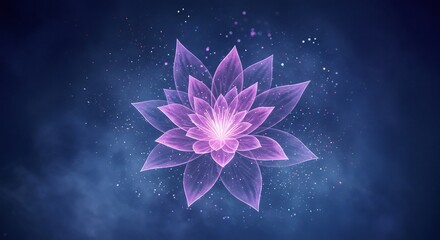 神秘的に輝く蓮の花 幻想的な光と影 美しい透明感. AI Generated