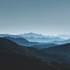 Fototapeta premium Serene Blue Ridge Mountain Panorama at Dawn Peaceful Landscape for Travel Brochure