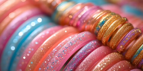 Sparkling Glitter Bangle Bracelets Pink Gold Collection