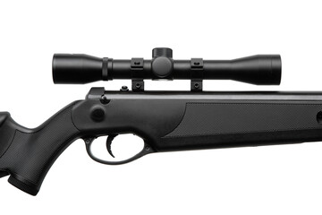 Close-up of a black air gun with scope.