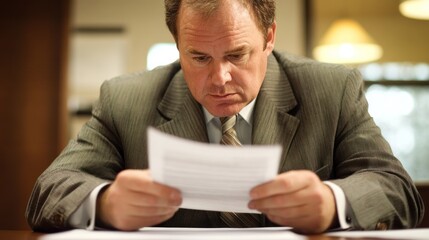 Naklejka premium Focused businessman reviewing documents in office