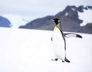 Fototapeta premium King Penguin on Snowy Landscape