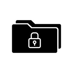 locked folder icon, security file or folder black fill icon in transparent background