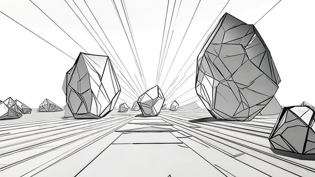 Abstract grayscale design of geometric shapes