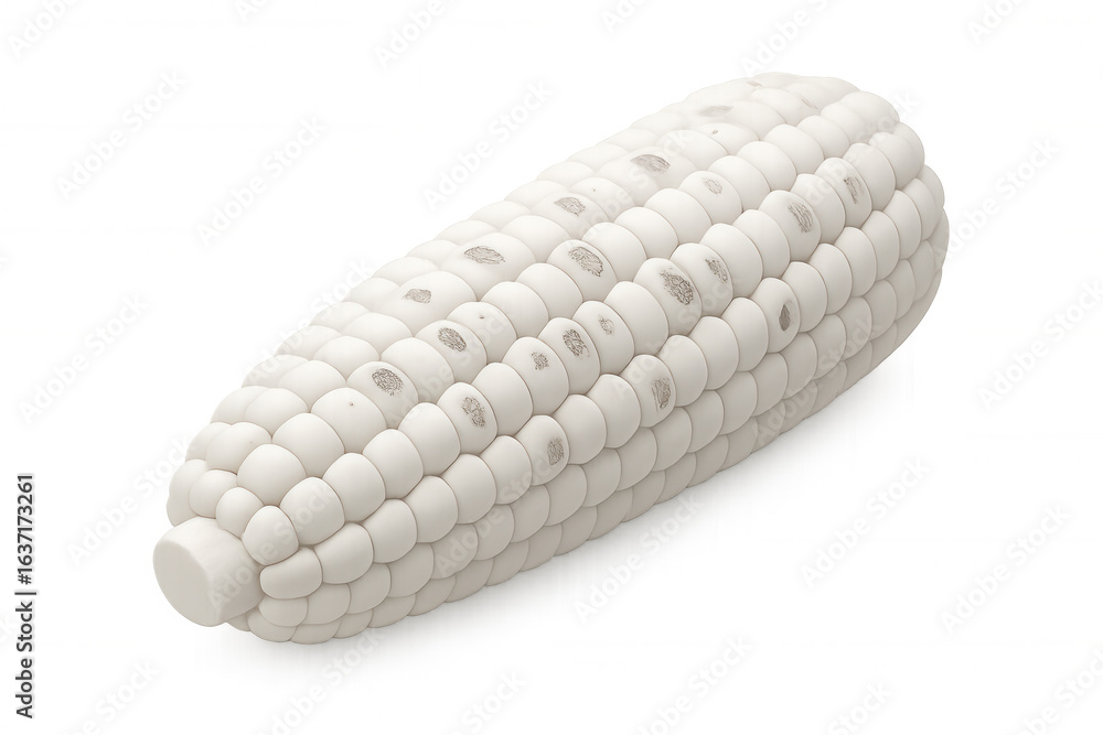 Poster 3d rendering of a white corn cob isolated on a transparent background, perfect for food-related proj