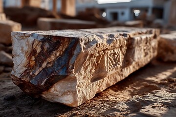 Fototapeta premium Historic artifact at excavation site high resolution photo