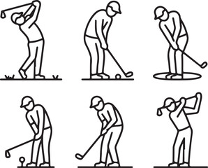 Golf Player Actions Outline Icon Pack (2)